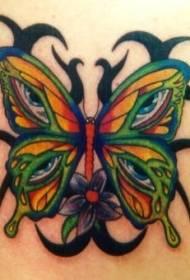 Butterfly wings and tribal totem tattoo pattern