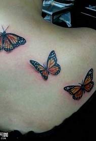 Nazaj majhen vzorec tatoo metuljev