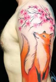 a set of creative fox watercolors and other tattoo patterns