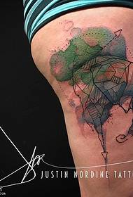 hip watercolor line elephant tattoo pattern