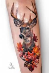 Nice Set vun 9 Deer Head Theme Tattoo Fotoen