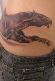 Taille bruin realistisch rennen paard tattoo patroon