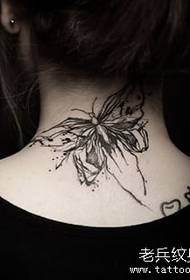 Neck butterfly European and American lines splash ink tattoo pattern