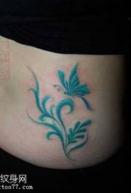 Waist butterfly vine tattoo pattern