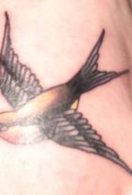 flying black sparrow tattoo pattern