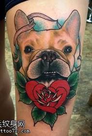 cute pug tattoo pattern on the thigh