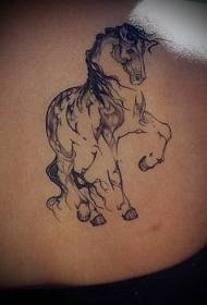 Patrón de tatuaje minimalista lindo caballo negro