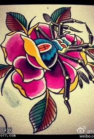 Color Rose Spider Tattoo Manuscript