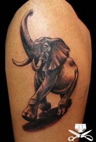 गोंडस रंगीत चालण्याचे कार्टून हत्तीचे टॅटू नमुना