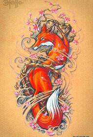 一款潮流很酷的狐狸纹身手稿