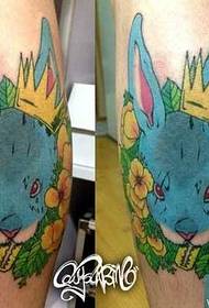 Leg blue rabbit tattoo pattern