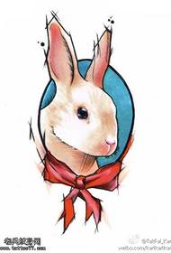 彩色卡通兔子紋身手稿圖片135441-彩色學校風格兔子吞嚥紋身手稿圖片