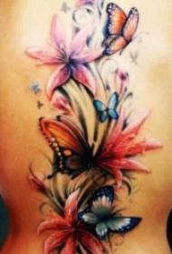 perhonen tatuointikuvio 10 värikästä Värikkäät maalatut tatuointikukat ja perhonen tatuointikuvio