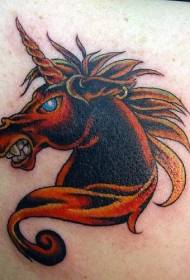 Evil red unicorn tattoo pattern
