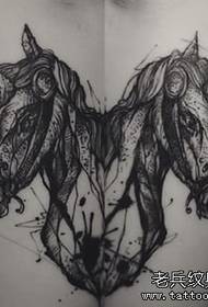 Småarm europeiske og amerikanske hestelinje tatoveringsmønster for sprutblekk