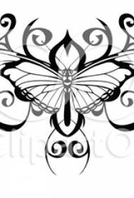 Juodos linijos eskizas kūrybinis literatūrinis estetinis gražus subtilaus drugelio tatuiruotės rankraštis