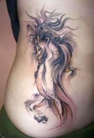 Midja-sidan vridna märkliga häst tatuering bild