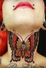 Neck ink painting butterfly tattoo pattern