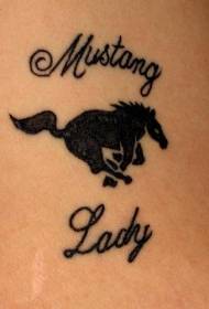 English alphabet and horse black tattoo pattern