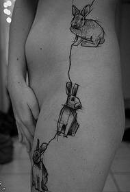 belly line rabbit tattoo pattern