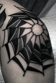 knee black old school spider Net tattoo pattern