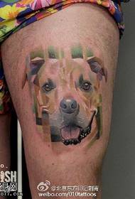 dog tattoo pattern on the thigh