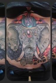 abdominal illustration style elephant and jewelry tattoo pattern