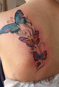 Motif de tatouage papillon bleu au dos