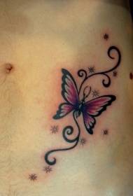 Estrellas rosas e patrón de tatuaxe de bolboreta vermella
