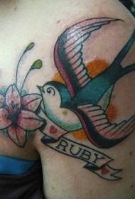 ŝultraj hirundoj kaj lilioj klasikaj tatuaj desegnoj