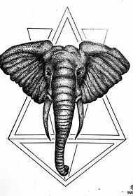 elefanto geometria linio tatuaje ŝablono manuskripto