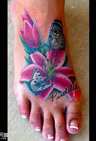 Foot butterfly tattoo pattern