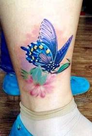 Blue butterfly tattoo pattern on the legs