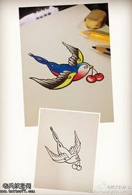 color swallow cherry tattoo manuscript picture