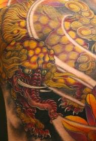 Japanese gold elephant beast tattoo pattern