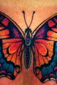 Žltý a modrý motýľ tetovanie