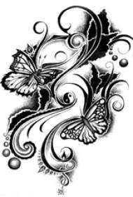 Čierno-sivý náčrt tvorivého literárneho estetického krásneho jemného rukopisu motýľa motýľa
