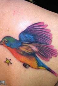 Back color bird tattoo pattern