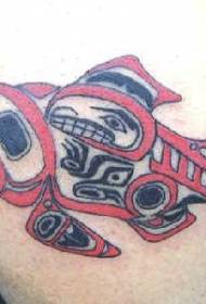 Crni i crveni uzorak ribe tetovaže u egipatskom stilu