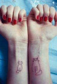 Tsarin tattoo cat na cute a wuyan hannu