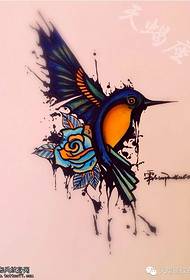 Colorful rose bird tattoo manuscript picture