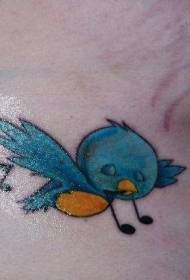 Поющая милая мультипликационная картина татуировки птицы