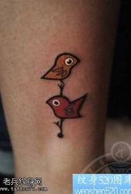 Leg cute bird tattoo pattern