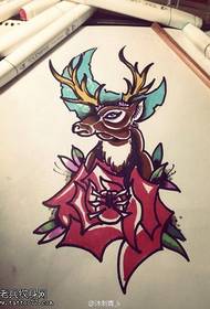 Color antelope deer rose tattoo manuscript picture