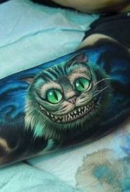 ຮູບແບບ tattoo cat ສີທີ່ມີສີສັນທີ່ສວຍງາມ