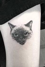 Funny cartoon cat avatar tattoo pattern