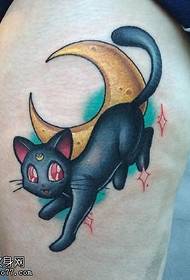 Thigh black cat tattoo pattern