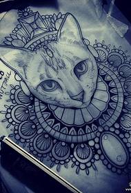 Ευρωπαϊκή και αμερικανική σχολική γάτα βανίλια τατουάζ μοτίβο χειρογράφων