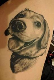Хлопчики бічна талія чорно-сіра точка шипи проста лінія лінії татуювання маленької тварини собаки
