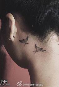 Neck bird tattoo pattern